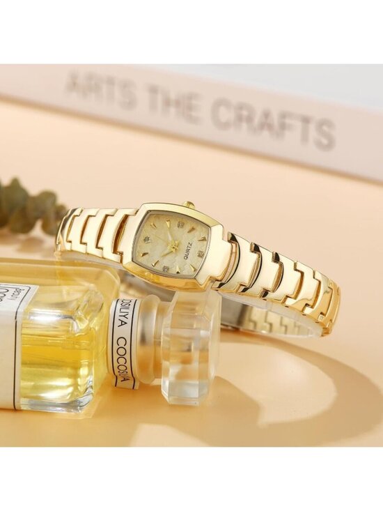 Women\'s Gold Analog Quartz Steel Dainty Rectangle Waterproof Square Wrist Watch main image 4